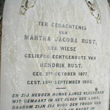 RUST Martha Jacoba nee WIESE 1877-1900