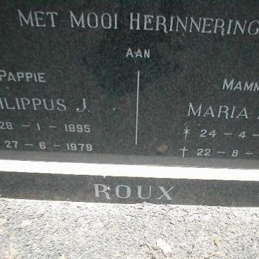 ROUX Philippus J. 1895-1979 &amp; Maria M.E. 1899-1979