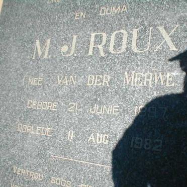 ROUX M.J. nee  VAN DER MERWE 1897-1982
