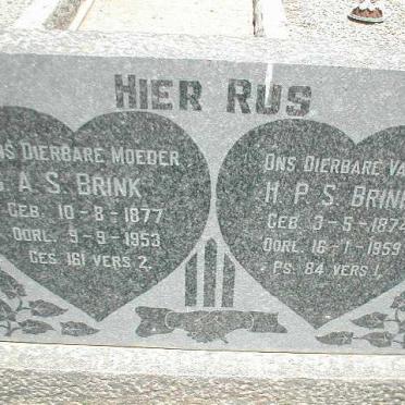 BRINK H.P.S. 1874-1959 &amp; G.A.S. 1877-1953