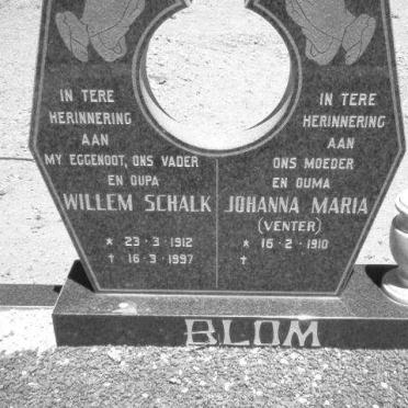 BLOM Willem Schalk 1912-1997 &amp; Johanna  Maria  VENTER 1910-