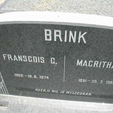 BRINK Franscois C. 1902-1974 &amp; Magritha M. 1891-1987