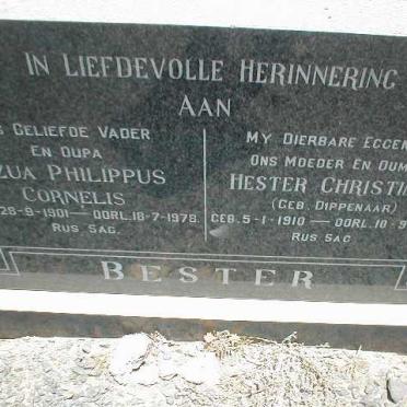 BESTER Jozua Philippus Cornelis 1901-1978 &amp; Hester Christina DIPPENAAR 1910-1971