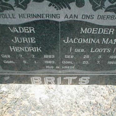 BRITS Jurie Hendrik 1883-1963 &amp; Jacomina Maria LOOTS 1881-1968