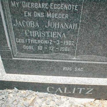 CALITZ Jacoba Johanah Christiena nee THERON 1902-1961