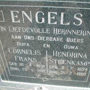 ENGELS Cornelis Frans 1891-1980 &amp; Hendrina STEENKAMP 1894-1983
