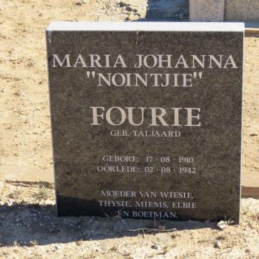 FOURIE Maria Johanna nee TALJAARD 1910-1942