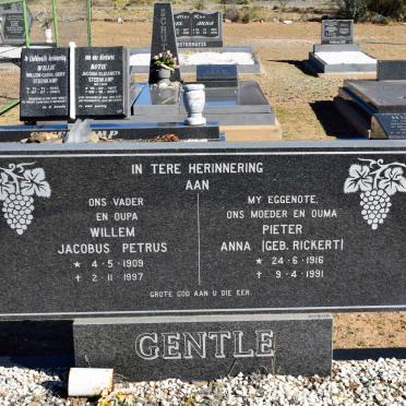 GENTLE Willem Jacobus Petrus 1909-1997 &amp; Pieter Anna nee RICKERT 1916-1991
