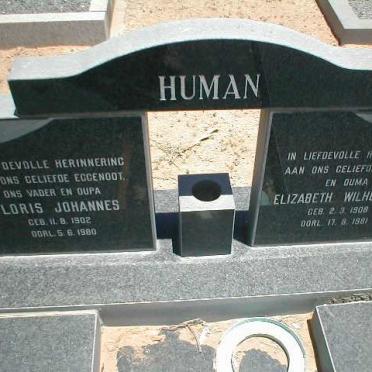 HUMAN Floris Johannes 1902-1980 &amp; Elizabeth Wilhelmina 1908-1981