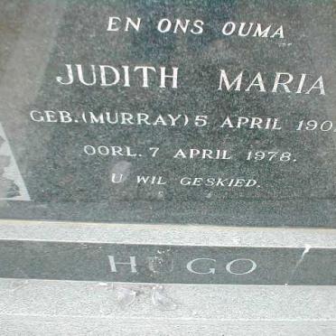 HUGO Judith Maria nee MURRAY 1902-1978