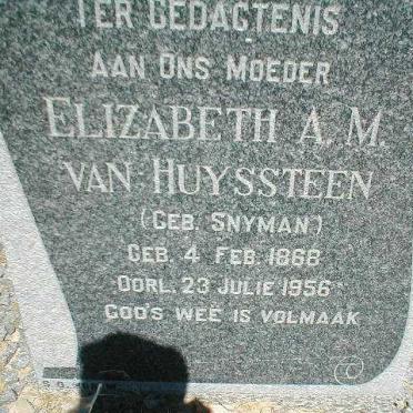 HUYSTEEN Elizabeth A.M., van nee SNYMAN 1868-1956