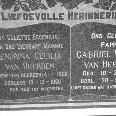 HEERDEN Gabriel Willem, van 1880-1964 &amp; Hendrina Cecilia VAN HEERDEN 1880-1960