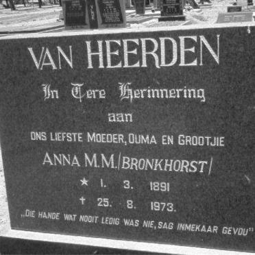 HEERDEN Anna M.M., van nee BRONKHORST 1891-1973
