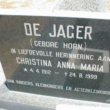 JAGER Christina Anna Maria, de nee HORN 1912-1999