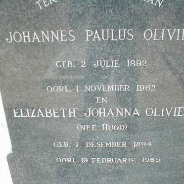 OLIVIER Johannes Paulus 1892-1962 &amp; Elizabeth Johanna HUGO 1894-1965
