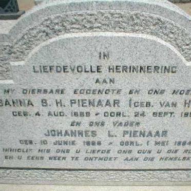PIENAAR Johannes L. 1886-1964 &amp; Sussanna B.H. VAN HEERDEN 1889-1952