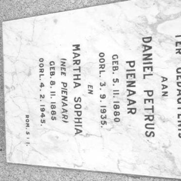 PIENAAR Daniel Petrus 1880-1935 &amp; Martha Sophia PIENAAR 1885-1945