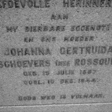 SCHOEVERS Johanna Gertruida nee ROSSOUW 1867-1944