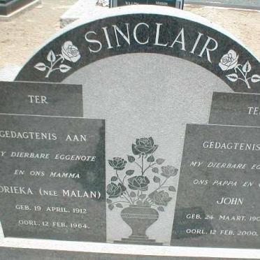 SINCLAIR John 1906-2000 &amp; Drieka MALAN 1912-1964
