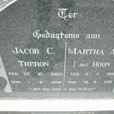 THERON Jacob C. 1905-1996 &amp; Martha A.S. HOON 1901-1981