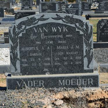 WYK Albertus A.A., van 1891-1968 &amp; Maria J.M. MARAIS 1892-1970