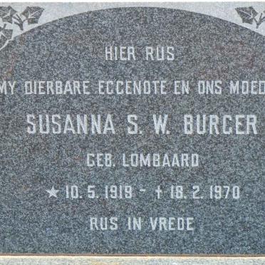 BURGER Susanna S.W. nee LOMBAARD 1919-1970