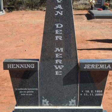 MERWE Henning Jeremia, van der 1950-2006
