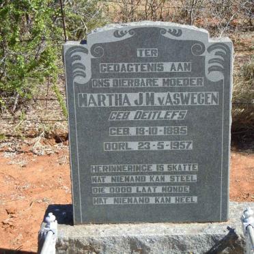 ASWEGEN Martha J.M., van nee DEITLEFS 1885-1957