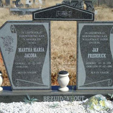 BEZUIDENHOUT Jan Frederick 1931-1986 &amp; Martha Maria Jacoba 1937-