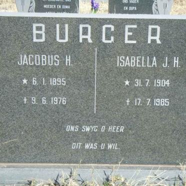 BURGER Jacobus H. 1895-1976 &amp; Isabella J.H. 1904-1985