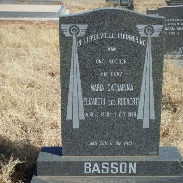 BASSON Maria Catharina Elizabeth nee REICHERT 1908-1996