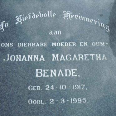 BENADE Johanna Magaretha 1917-1995