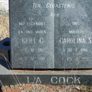 COCK Gert C., la 1917-1981 &amp; Carolina S. 1918-1990