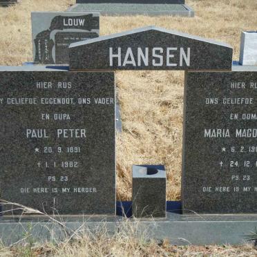 HANSEN Paul Peter 1891-1982 &amp; Maria Magdalena 1900-1990