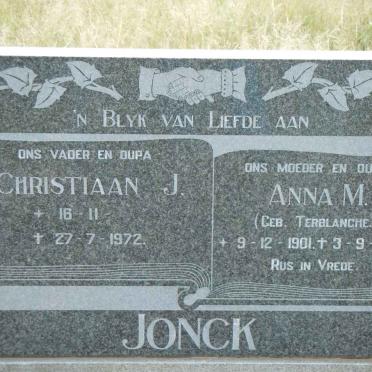 JONCK Christiaan J. -1972 &amp; Anna M. TERBLANCHE 1901-1972