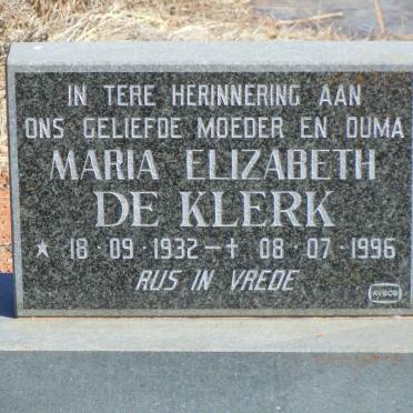 KLERK Maria Elizabeth, de 1932-1996