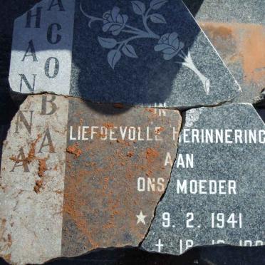 OOSTHUIZEN Johanna Jacoba 1941-1982