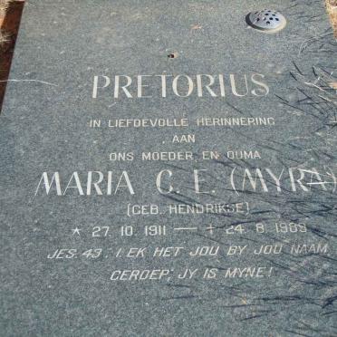 PRETORIUS Maria C.E. nee HENDRIKSE 1911-1989