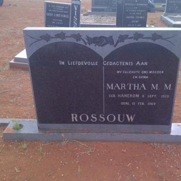 ROSSOUW Martha M.M. nee HANEKOM 1920-1969