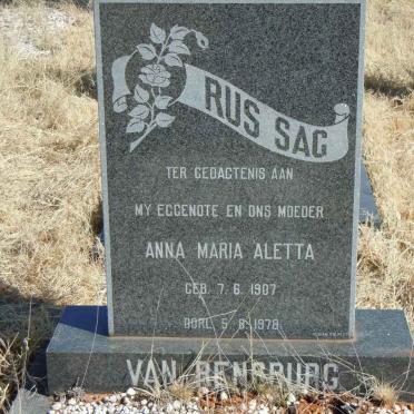 RENSBURG Anna Maria Aletta, van 1907-1978