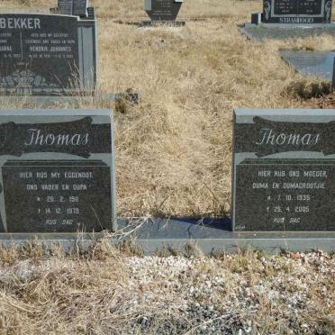 THOMAS Hercules Phillipus 1911-1979 &amp; Annie Christina 1935-2005
