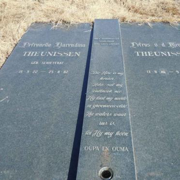THEUNISSEN Petrus van der Merwe 1918-1983 &amp; Petronella Barendina SCHIETEKAT 1922-1982