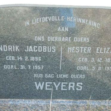 WEYERS Hendrik Jacobus 1896-1957 &amp; Hester Elizabeth 1898-1957