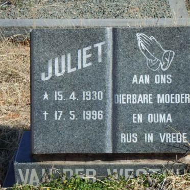 WESTHUIZEN Juliet, van der 1930-1996