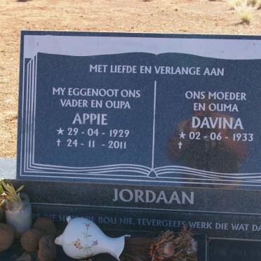 JORDAAN Appie 1929-2011 &amp; Davina 1933-