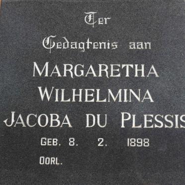 PLESSIS Margaretha Wilhelmina Jacoba, du 1898-