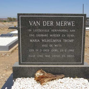 MERWE Maria Wilhelmina Tromp, van der nee DE WITT 1903-1982