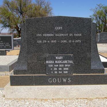 GOUWS Gert 1895-1973 &amp; Maria Margaretha VAN DER SPUY 1896-1981