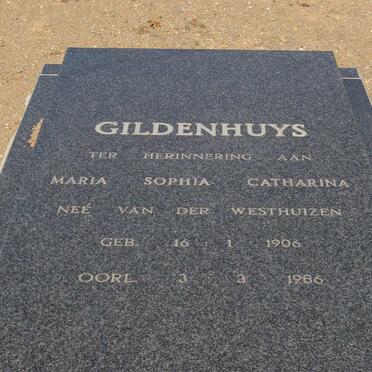 GILDENHUYS Maria Sophia Catharina nee VAN DER WESTHUIZEN 1906-1986