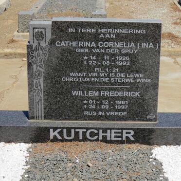 KUTCHER Catherina Cornelia nee VAN DER SPUY 1926-1993 :: KUTCHER Willem Frederick 1961-1997
